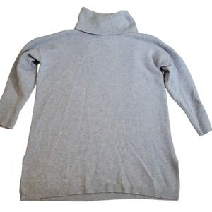 L.L. Bean Blue 100% Recycled Cashmere Turtleneck Sweater Tunic Oversize M READ
